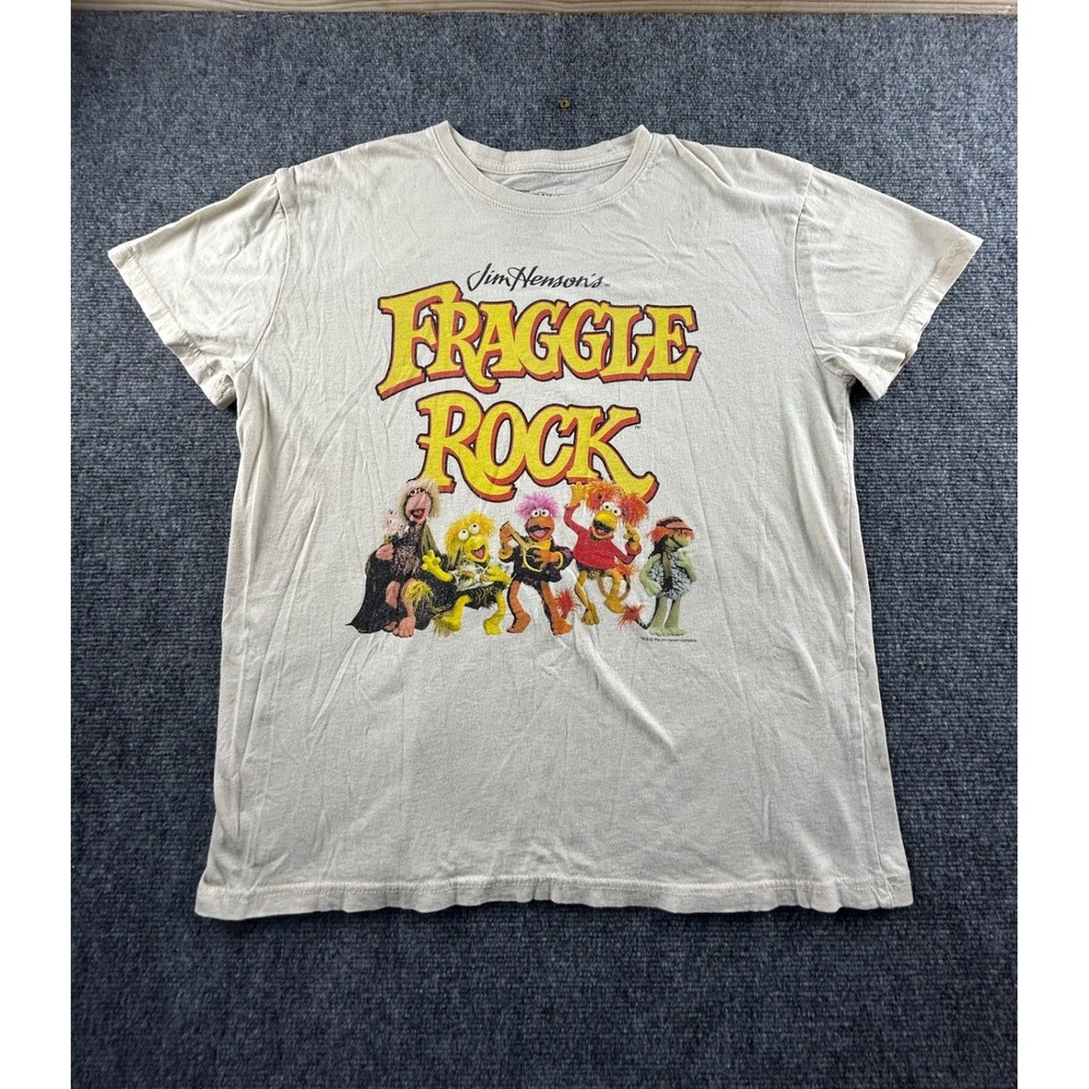 Jim Henson Fraggle Rock Graphic T-Shirt Mens XL Cream Retro 80s Muppets Cotton